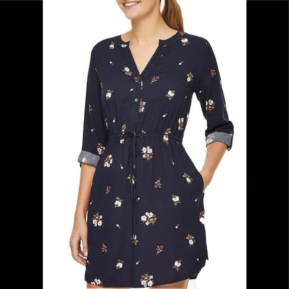 LOFT OUTLET BOUQUET ROLL SLEEVE SHIRTDRESS new in package - Picture 3 of 9